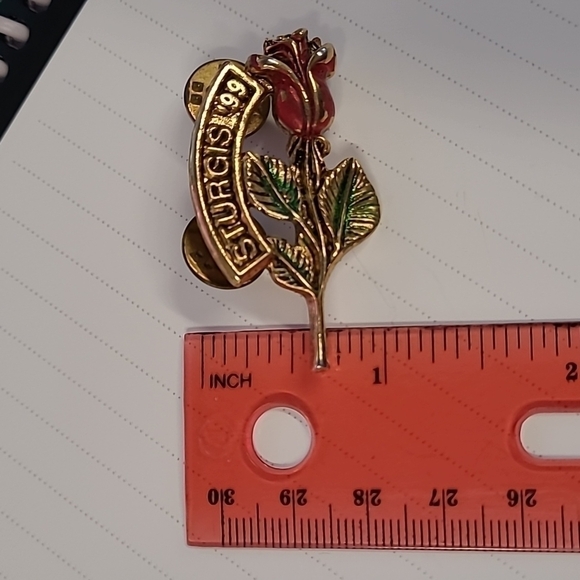 Sturgis Motorcycle Rally Rose Brass Pin 1999  - Centrifugal Vintage - Picture 6 of 6